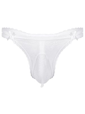 Men Sissy See-through Lace Bulge Pouch T-back G-string