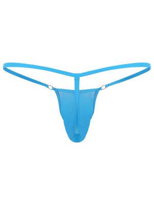 iEFiEL Mens Sheer Mesh Bulge Pouch G-string Low Rise T-back Elastic Waist Thong Micro Underwear