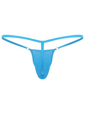 iEFiEL Mens Sheer Mesh Bulge Pouch G-string Low Rise T-back Elastic Waist Thong Micro Underwear