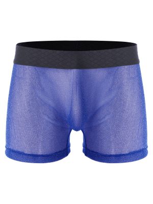 iEFiEL Mens Shiny Stretchy Boxer Brief See-through Shorts Low Rise Elastic Waistband Underpants Underwear