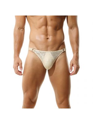 IEFIEL iEFiEL Mens See-Through Floral Lace Cross-Dresser Briefs Bulge Pouch O Ring Underpants Sissy Underwear