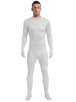 Men Long Sleeve Solid Color Full-body Cover Zentai Unitard