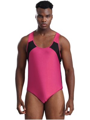 Men U Neck Sleeveless Wrestling Singlet Bodysuit Gymnastic Leotard