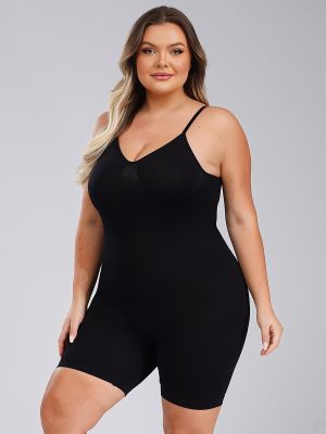 Women Plus Size Straps Backless Tummy Control Bodysuit Seamless Shape Wear