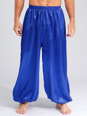 Mens Satin Belly Dance Pants Loose Fit Harem Bloomers Halloween Costume