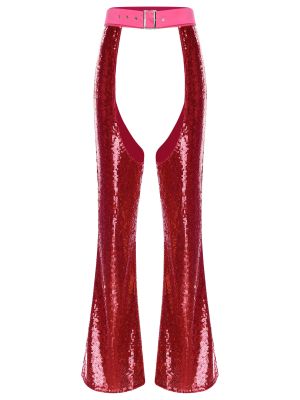 Women's Y2K Sequin Cowgirl Chaps Pants for Halloween Masquerade & Club Parties