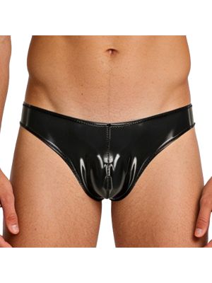 Men's Wet Look PU Leather Pouch Micro Briefs Swim Bikini for Beach & Nightclub
