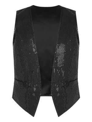 iEFiEL Mens Sequin Vest Shiny Suit Vest Slim Fit V-Neck Party Dress Stylish Tuxedo Waistcoat Sleeveless Jacket