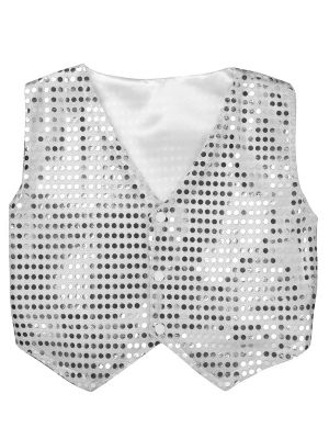 iEFiEL Kids Boys Girls Sequins sparkly Hip Hop Jazz Dance Tops Jacket Vests Waistcoat Party Stage Performance Costume Dancewear