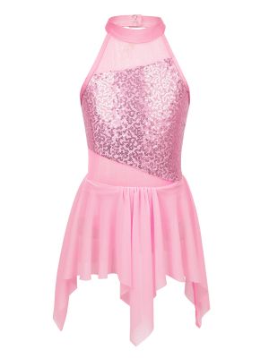 iEFiEL Kids Girls Shiny Sequins Ballet Dance Dress Jazz Ballroom Tutu Skirted Leotard Gymnastics Ballerina Dancewear