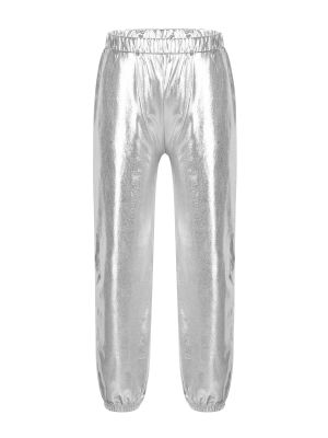 iEFiEL Kids Girls Boys Metallic Dance Harem Pants Athletic Leggings Hip Hop Street Dance Pants Dancewear