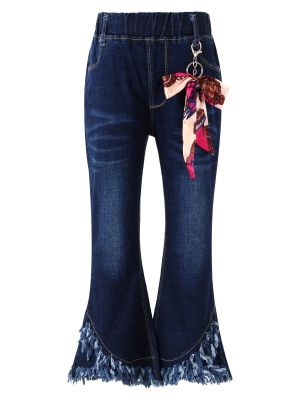 iEFiEL Kids Girls Ruffle Flare Bell Bottoms Jeans Tassel Hem Denim Pants Summer Casual Trousers
