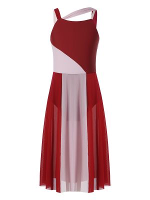 iEFiEL Kids Girls Sleeveless Contemporary Lyrical Dance Dress Ballet Tulle Tutu Jazz Latin Ballroom Costume Dancewear