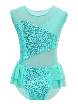 iEFiEL Kids Girls Sparkly Sequin Ballet Dance Gymnastic Leotard One Piece Tutu Skirt Unitard Ballerina Performance Costume