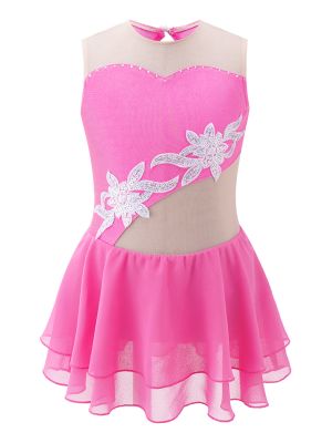iEFiEL Kids Girls Sparkly Rhinestone Ice Figure Skating Dress Sleeveless Roller Skating Gymnastic Leotard Dance Costume
