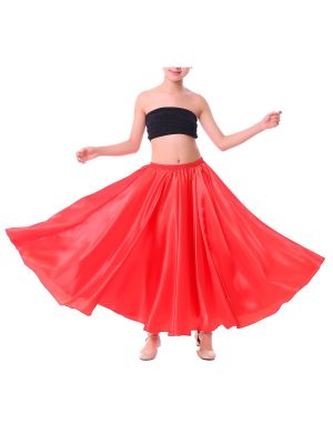 iEFiEL Kids Girls Long Full Circle Ballroom Dance Skirt Flamenco Cha Cha Latin Rumba Samba Maxi Skirt Dancewear