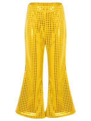 iEFiEL Kids Boys Girls Shiny Sequins Flares Pants Bell Bottoms Trousers Hip Hop Jazz Dance Costume Streetwear