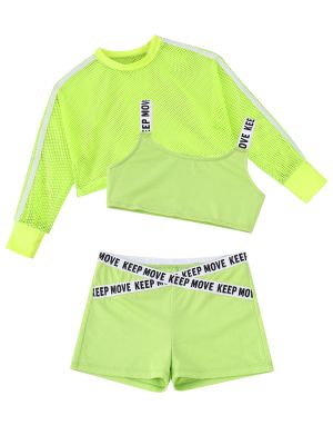 iEFiEL Kids Girls 3 Piece Outfits Hip Hop Jazz Street Dance Skateboarding Costume Dancewear