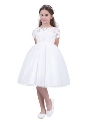 iEFiEL Flower Girl Dress Lace Tulle Backless Pageant Wedding Junior Bridesmaid Dress Birthday Party Dress
