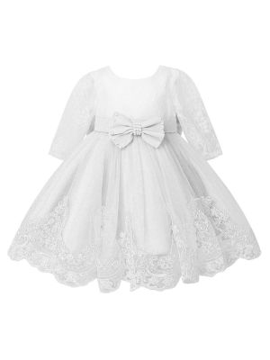 iEFiEL Infant Toddler Christening Lace Flower Baby Girl Dress Princess Formal Prom Tutu Ball Gown Wedding Birthday Party Dresses