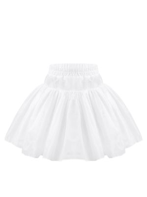 iEFiEL Girl's 2 Layers Tutu Petticoat Crinoline Flower Girl Underskirt Knee Length Evening Wedding Party Dress