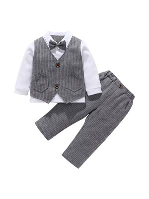 iEFiEL Baby Boys Clothes Long Sleeve Dress Shirt with Bowtie Toddlers Special Occasion Pants Set Gentleman Suit Outfit