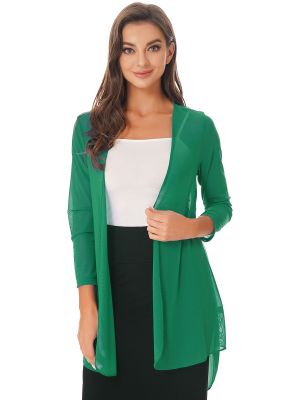 iEFiEL Women's Chiffon Plus Size 3/4 Sleeve Beachwear Sheer Chiffon Kimono Cardigan Capes Beach Blouse Summer Cover Ups Shawl