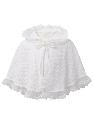 iEFiEL Baby Princess Girls Christening Baptism Gowns Formal Dress Floral Lace Hooded Cloak Cape Coat Jacket Shrugs Outerwear 