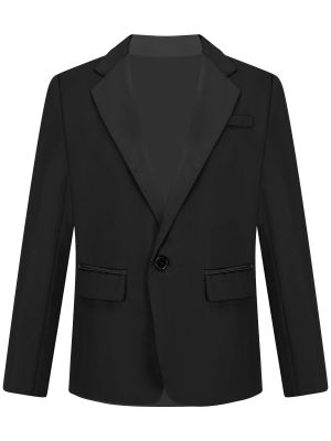 iEFiEL Kids Boys Blazer Suit Jacket One-Button Single Breasted Closure Fake Pockets Formal Coat Outwear