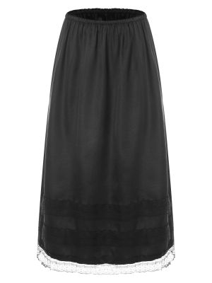 Womens Half Slips Underskirt Long Skirt with Lace Waistband for Under Dresses
