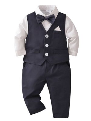 iEFiEL Baby Boy Clothes Outfit Toddler Boy Outfits Gentleman Dress Shirt Vest Pants Suit Set