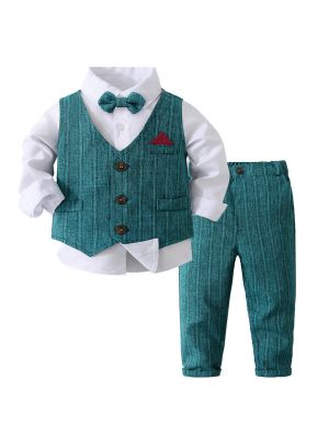 iEFiEL Baby Toddler Boys Formal Gentleman Suits Dress Long Sleeve White Shirt Waistcoat Long Pants Dressy Outfit Clothes