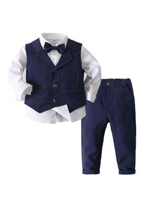 iEFiEL Baby Boys Clothes Dress Shirt Bow Ties Vest Pants Toddler Formal Gentleman Suits Dressy Outfit Wedding Special Occasion 