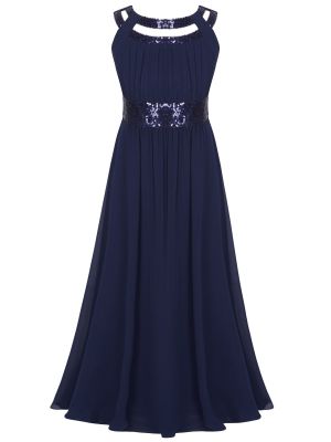 iEFiEL Cutout Sequin Flower Girl Dress Sleeveless Chiffon Wedding Pageant Dresses Ball Gown Tutu Dresses