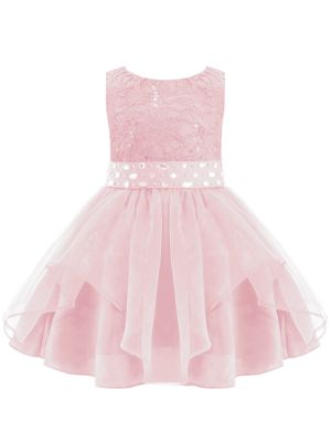 iEFiEL Toddler Baby Girls Dress Sleeveless Sequins Party Dresses Princess Lace Tulle Tutu Dress