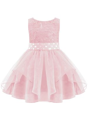 iEFiEL Toddler Baby Girls Dress Sleeveless Sequins Party Dresses Princess Lace Tulle Tutu Dress