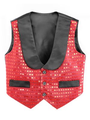 iEFiEL Kids Boys Girls Sequined Dance Vests Jacket Waistcoat Dance Hip Hop Performance Party Costume