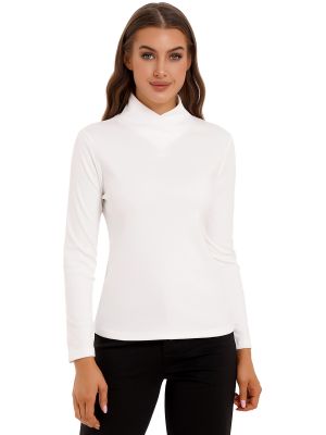 iEFiEL Womens Turtleneck Blouses and Tops Long Sleeve Shirts and Tops Stretch Pullover T-shirt 