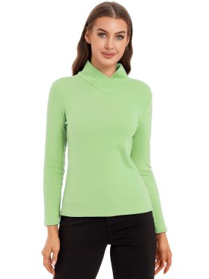 Womens Turtleneck Blouses and Tops Long Sleeve Shirts and Tops Stretch Pullover T-shirt 