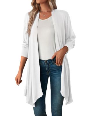 iEFiEL Women's Long Sleeve Loose Cardigan Open Front Sweater Coat Long Jacket Outerwear