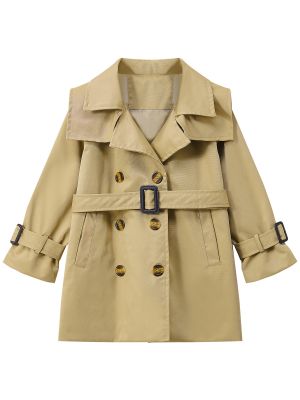 iEFiEL Kids Girls Double-Breasted Lapel Long Trench Coats Outerwear with Belts