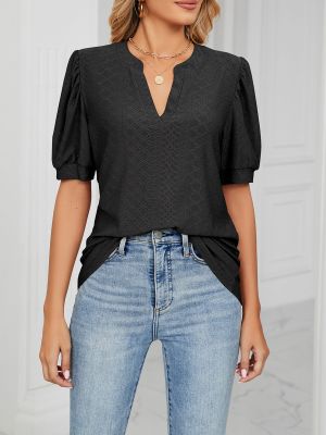 iEFiEL Women's Boho Short-Sleeve V Neck Blouse T-Shirt
