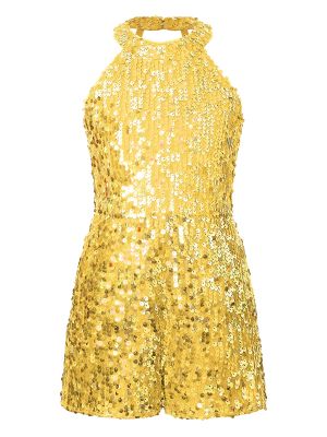 iEFiEL Kids Girls Sequins Halter Neck Sleeveless Jumpsuit 