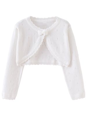 iEFiEL Girls' Bowknot Long Sleeve Knit Bolero Cardigans Jacket Cover Up Sweater