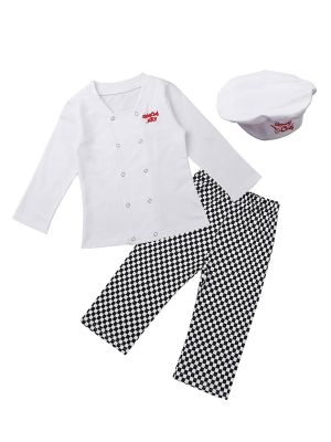 IEFIEL Baby Toddler Boys Girls Cook Chef Halloween Cosplay Outfits Baby Cook Chef Kitchen Uniform T-shirt Pants Hat Photography 