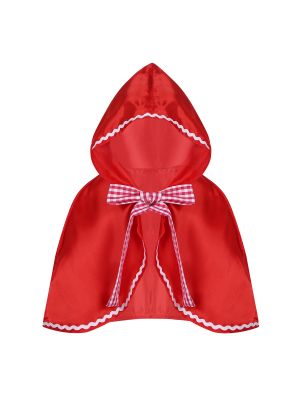 IEFIEL Red Kids Girls Hooded Cloak Cape Halloween Cosplay Party Costume Dress Up Hooded Cloak Baby Little Girls Red Riding Hood