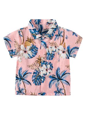 iEFiEL Toddler Baby Boys Hawaiian Shirt Tops Boys Short Sleeve Cotton Summer Beach Button Down Casual Shirts 