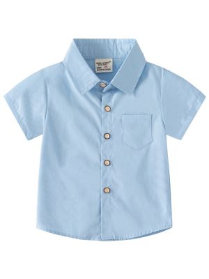 iEFiEL Toddler Boys Dress Shirts Button Down Shirt Short Sleeve Oxford Toddler Kids Summer Casual Clothes 