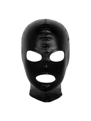 IEFIEL Shiny Metallic Open Eyes Mouth Headgear Full Face Mask Hood Clubbing Costume for Male Female