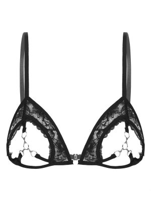 Womens See Through Sheer Open Cups Lace Bra Lingerie 